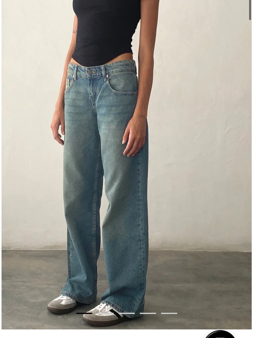 Motel Rocks Low Rise Parallel Jeans in Vintage Blue Green